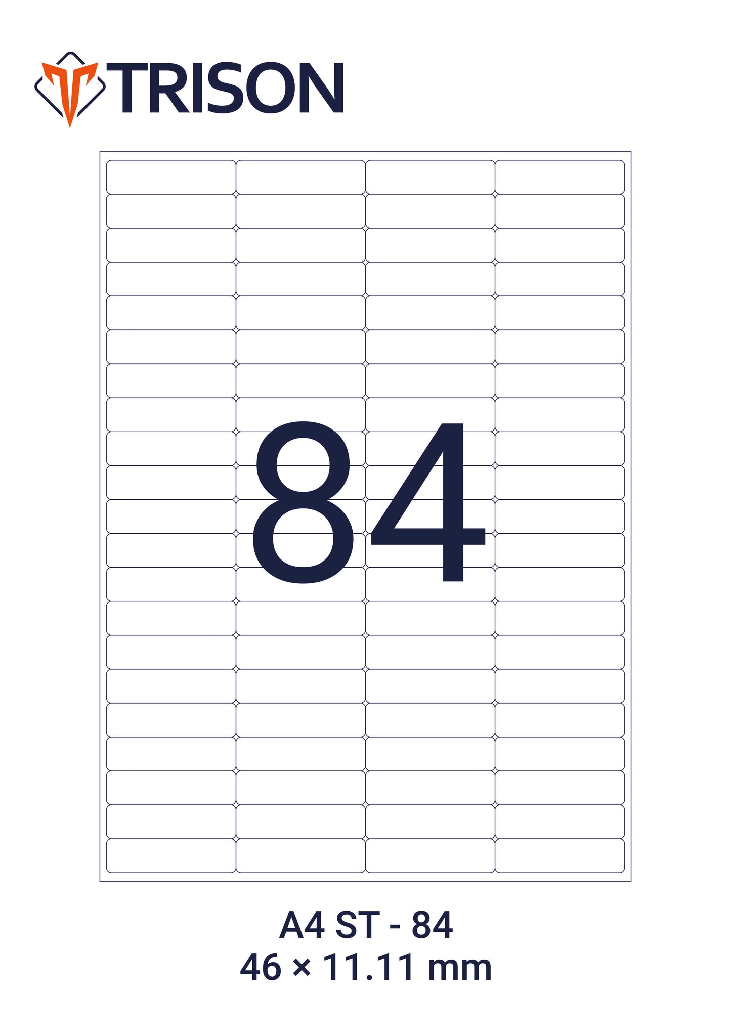 Trison A4 Self Adhesive Paper Labels - Suitable for laser, inkjet, copier printers