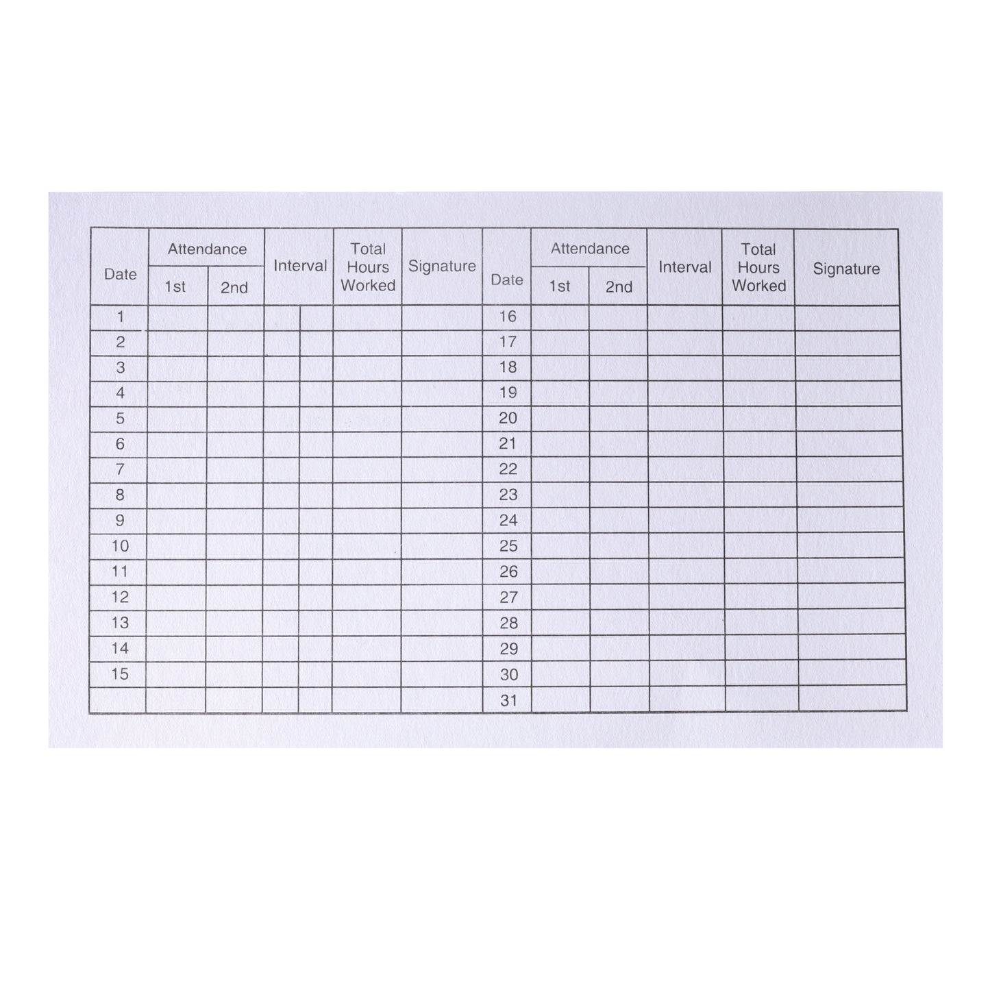 Trison Attendance Card ideal for handling the accounting records of labor, and staff in any organization | Pack of 100 foldable cards | Pre-printed attendance format | 150 GSM of premium quality thick white paper board | Easy to fold | pocket-size card | Size: 11x17.5 cm | attendance card | attendance | labour attendance | labour card | workers card | workers attendance | worker | wages card | staff attendance card | staff attendance | monthly attendance