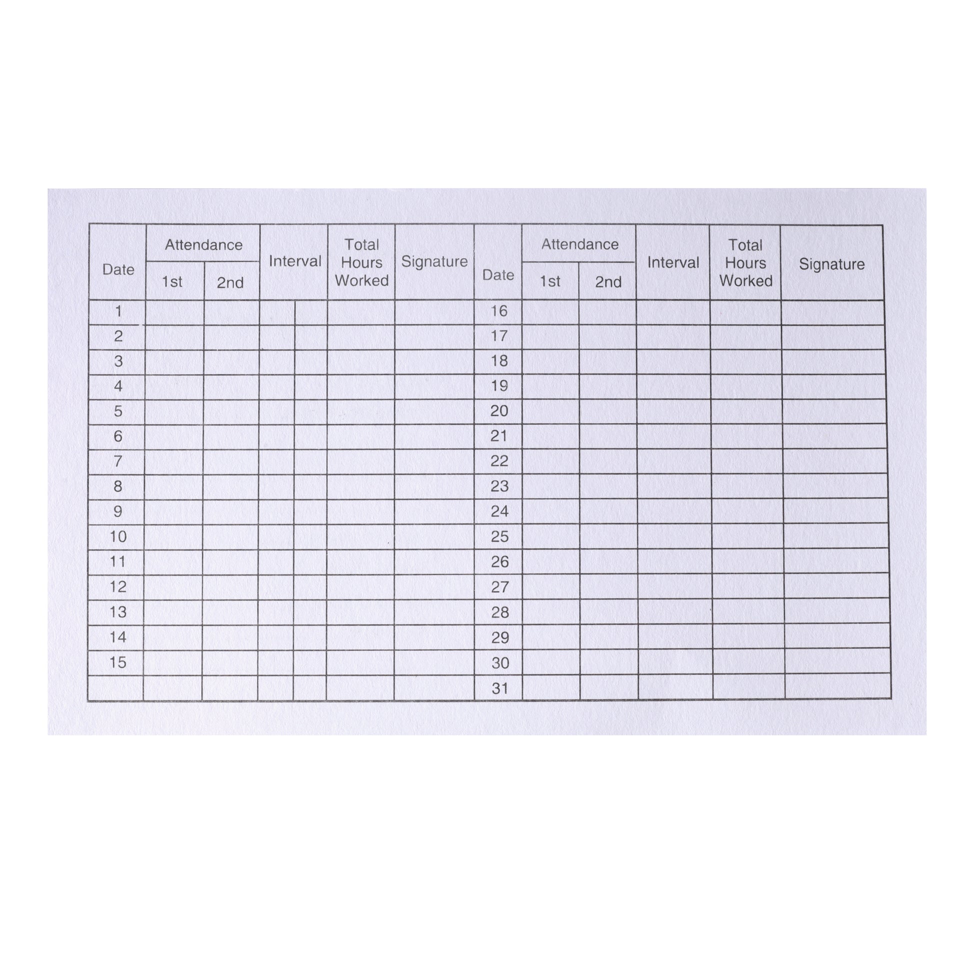 Trison Attendance Card ideal for handling the accounting records of labor, and staff in any organization | Pack of 100 foldable cards | Pre-printed attendance format | 150 GSM of premium quality thick white paper board | Easy to fold | pocket-size card | Size: 11x17.5 cm | attendance card | attendance | labour attendance | labour card | workers card | workers attendance | worker | wages card | staff attendance card | staff attendance | monthly attendance