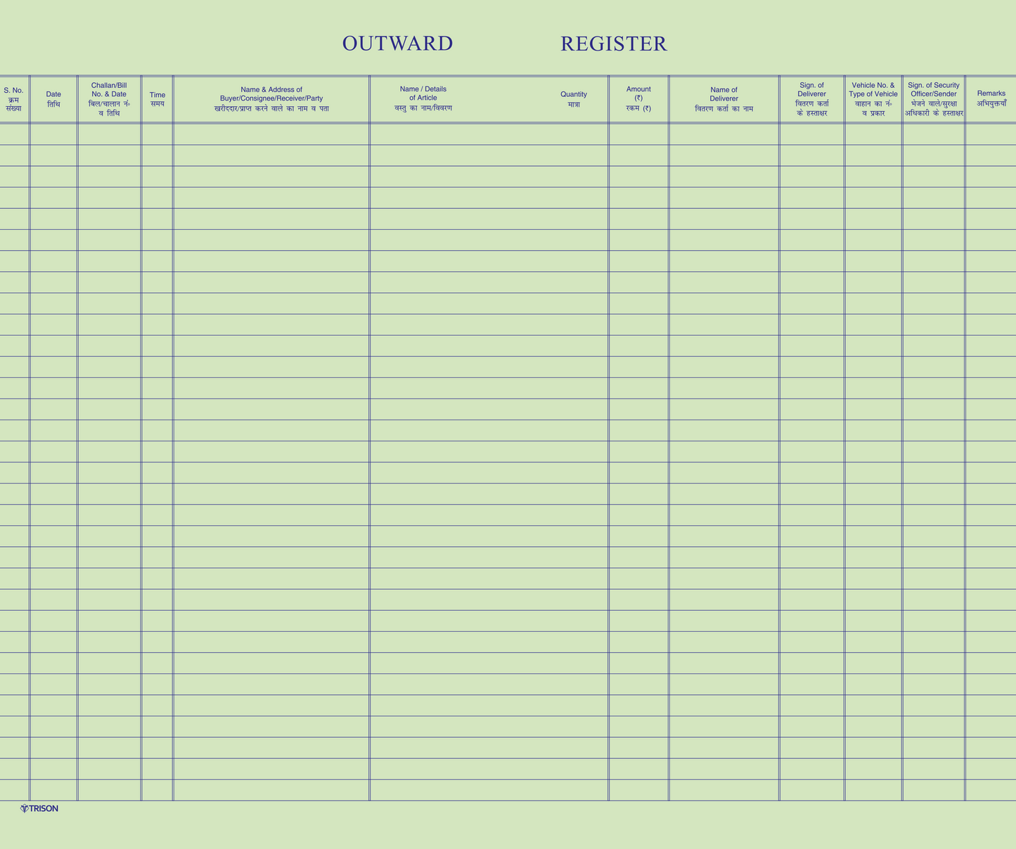 Outward Register