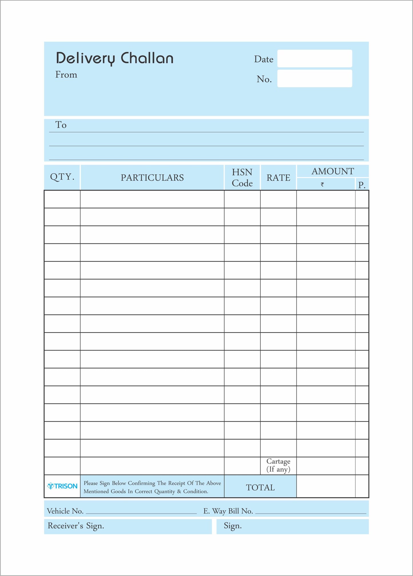 Trison Challan Book