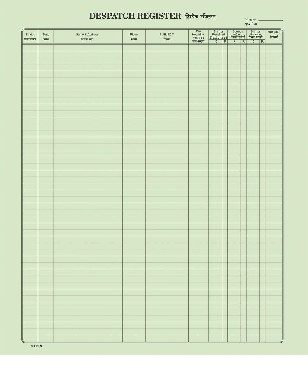Dispatch File Register Sample Dispatch Register – Trison