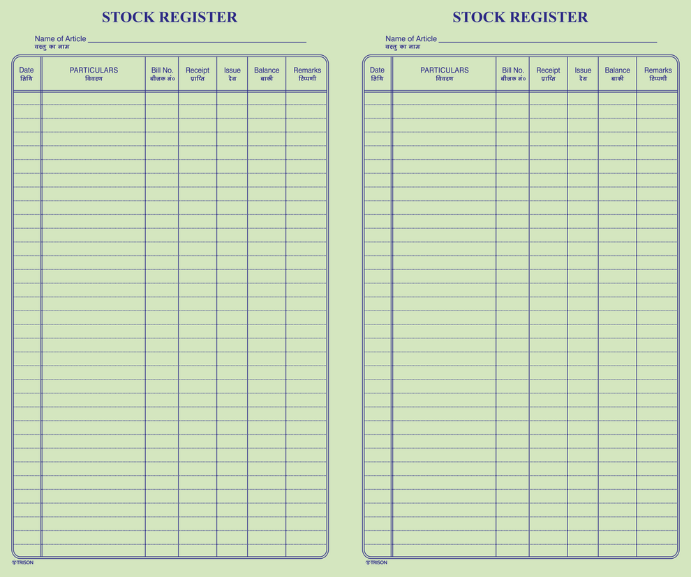 Stock Register Trison